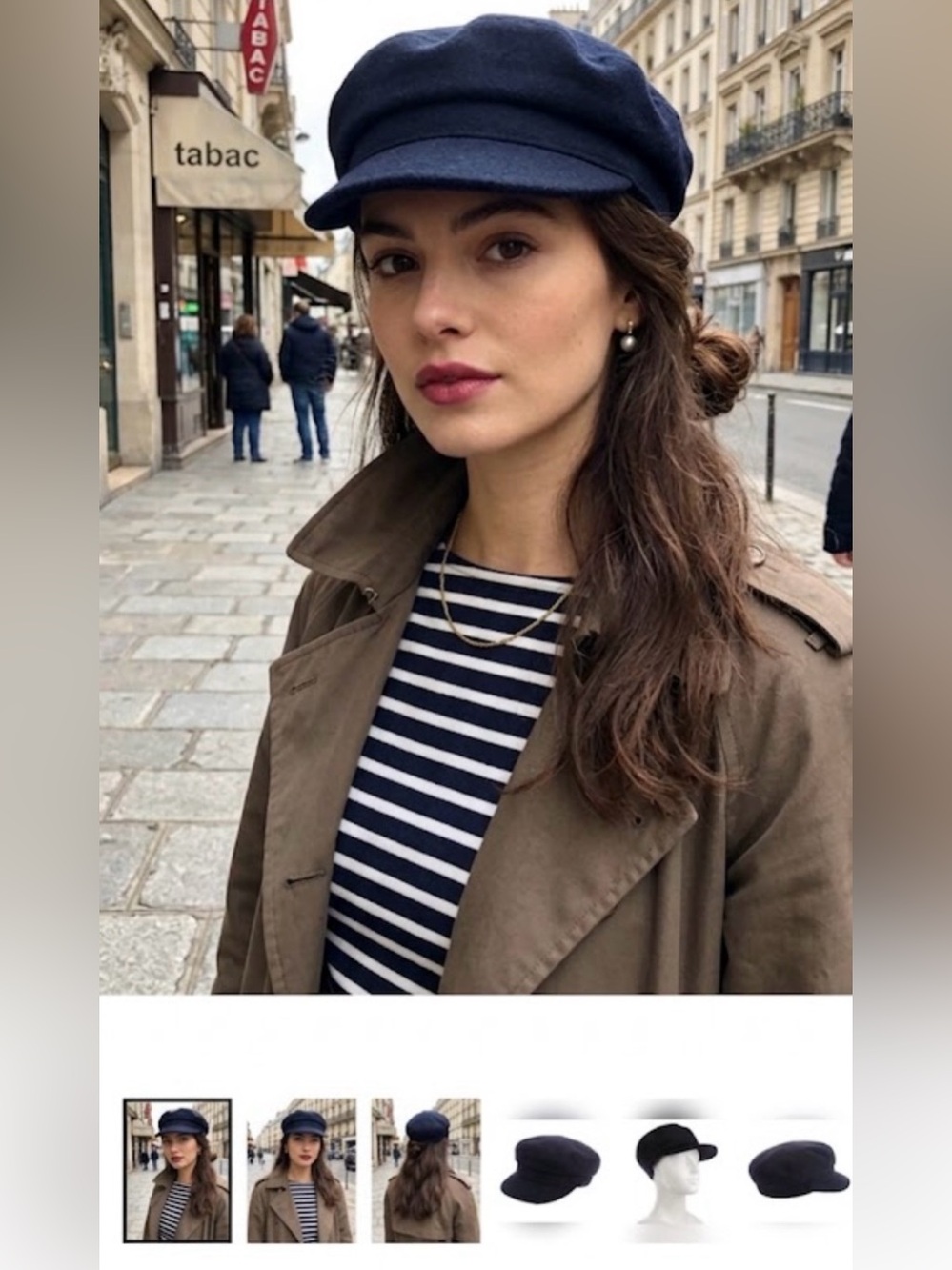 Isabel Marant “Evie” Baker Boy Cap - Navy - Wool/Cashmere Blend